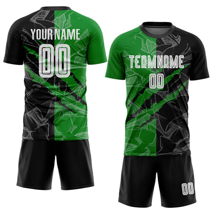 Custom Graffiti Pattern Black-Grass Green Scratch Sublimation Soccer Uniform Jersey - Sky-Custom
