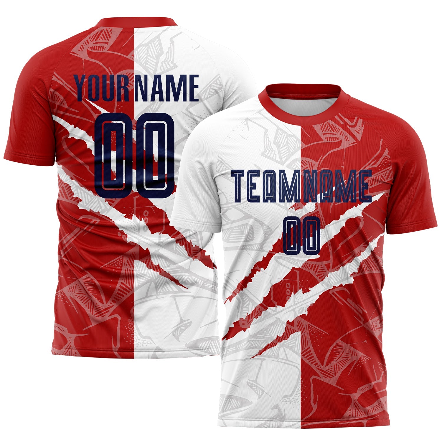Custom Graffiti Pattern Navy-Red USA Scratch Sublimation Soccer Uniform Jersey - Sky-Custom