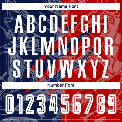 Custom Graffiti Pattern Red-Navy USA Scratch Sublimation Soccer Uniform Jersey - Sky-Custom