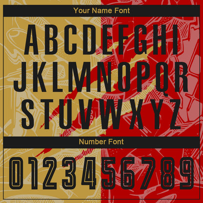 Custom Graffiti Pattern Black Red-Old Gold Scratch Sublimation Soccer Uniform Jersey - Sky-Custom