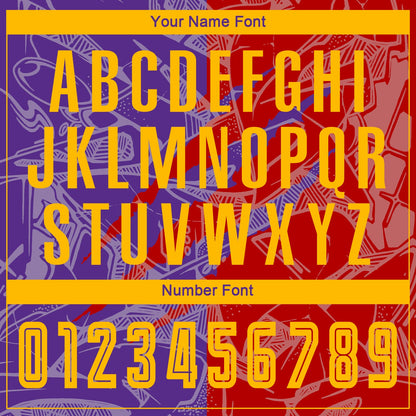 Custom Graffiti Pattern Yellow Red-Purple Scratch Sublimation Soccer Uniform Jersey - Sky-Custom