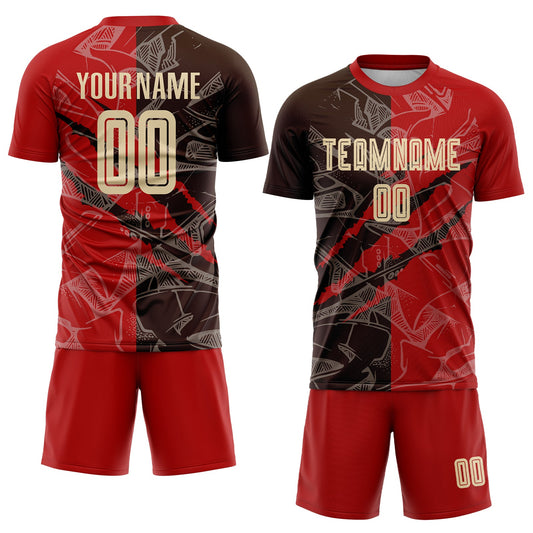 Custom Graffiti Pattern City Cream Red-Brown Scratch Sublimation Soccer Uniform Jersey - Sky-Custom