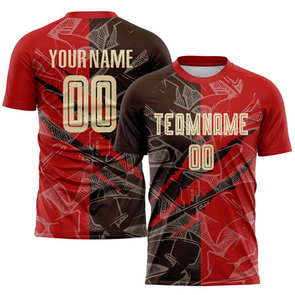 Custom Graffiti Pattern City Cream Red-Brown Scratch Sublimation Soccer Uniform Jersey - Sky-Custom