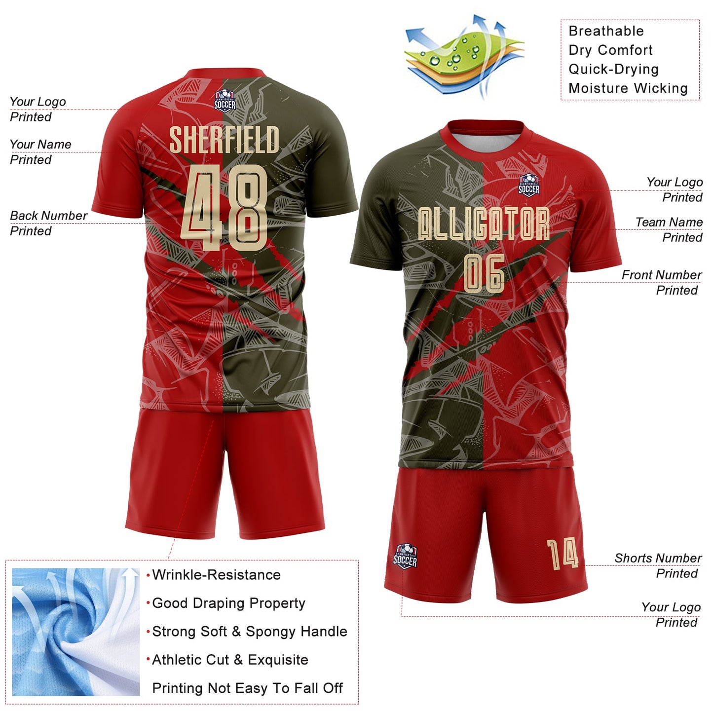 Custom Graffiti Pattern City Cream Red-Olive Scratch Sublimation Soccer Uniform Jersey - Sky-Custom