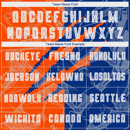 Custom Graffiti Pattern Royal-Orange Scratch Sublimation Soccer Uniform Jersey - Sky-Custom