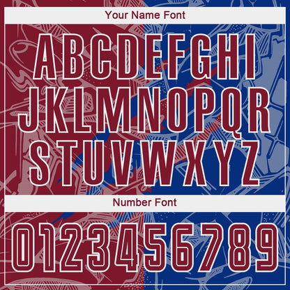 Custom Graffiti Pattern Crimson-Royal Scratch Sublimation Soccer Uniform Jersey - Sky-Custom