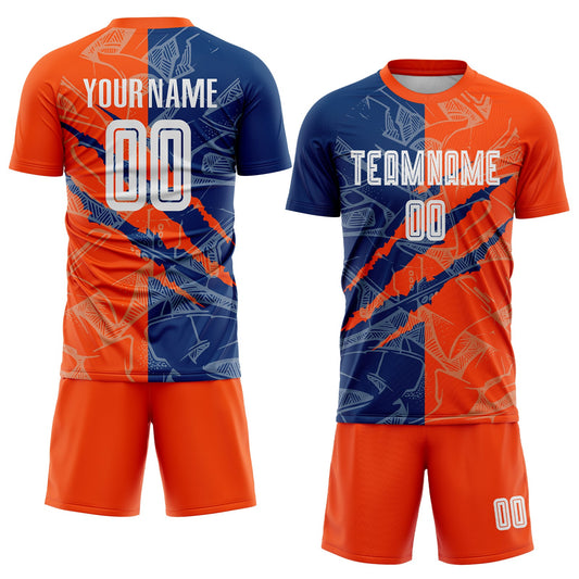 Custom Graffiti Pattern US Navy Blue-Orange Scratch Sublimation Soccer Uniform Jersey - Sky-Custom