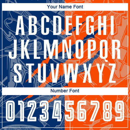Custom Graffiti Pattern US Navy Blue-Orange Scratch Sublimation Soccer Uniform Jersey - Sky-Custom