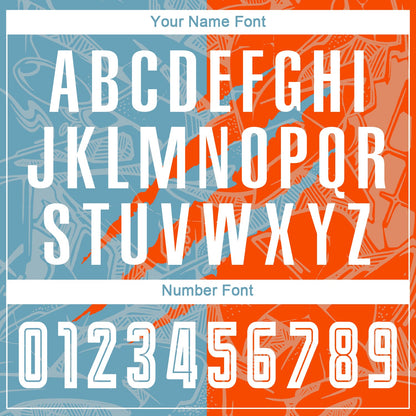 Custom Graffiti Pattern Shadow Blue-Orange Scratch Sublimation Soccer Uniform Jersey - Sky-Custom