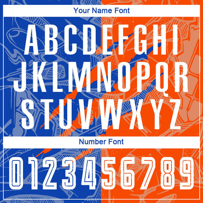Custom Graffiti Pattern Thunder Blue-Orange Scratch Sublimation Soccer Uniform Jersey - Sky-Custom