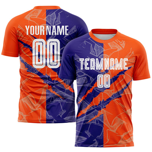 Custom Graffiti Pattern Dark Purple-Orange Scratch Sublimation Soccer Uniform Jersey - Sky-Custom