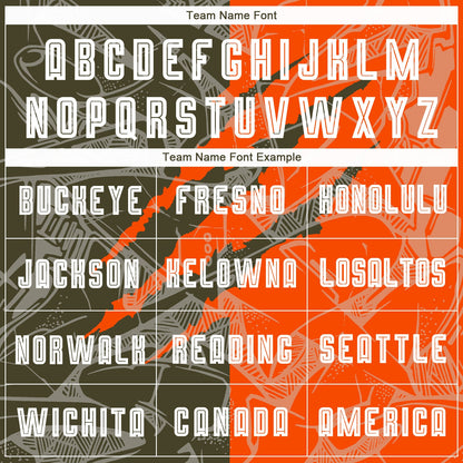 Custom Graffiti Pattern Olive-Orange Scratch Sublimation Soccer Uniform Jersey - Sky-Custom