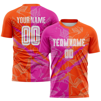 Custom Graffiti Pattern Deep Pink-Orange Scratch Sublimation Soccer Uniform Jersey - Sky-Custom