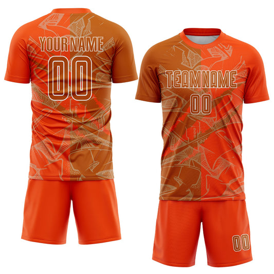 Custom Graffiti Pattern Texas Orange-Orange Scratch Sublimation Soccer Uniform Jersey - Sky-Custom
