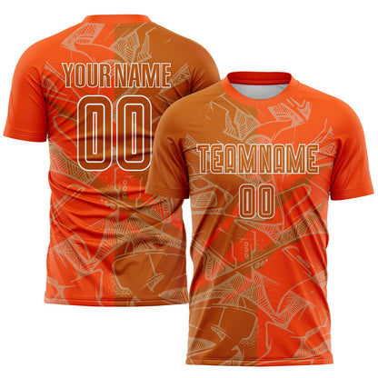 Custom Graffiti Pattern Texas Orange-Orange Scratch Sublimation Soccer Uniform Jersey - Sky-Custom