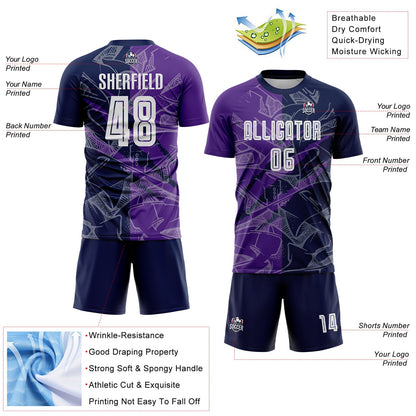 Custom Graffiti Pattern Purple-Navy Scratch Sublimation Soccer Uniform Jersey - Sky-Custom