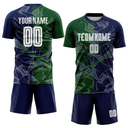 Custom Graffiti Pattern Green-Navy Scratch Sublimation Soccer Uniform Jersey - Sky-Custom