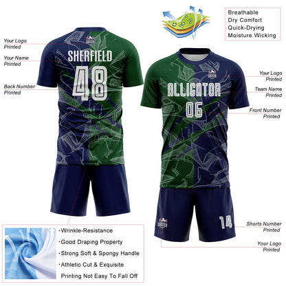 Custom Graffiti Pattern Green-Navy Scratch Sublimation Soccer Uniform Jersey - Sky-Custom
