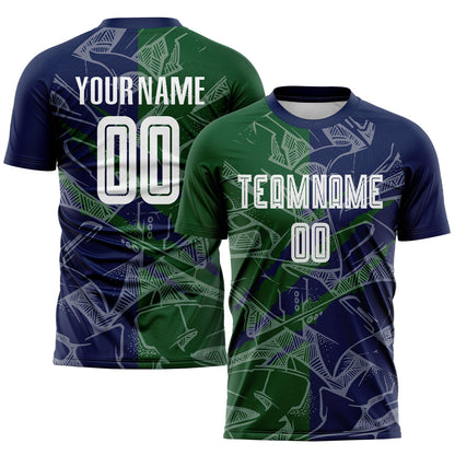 Custom Graffiti Pattern Green-Navy Scratch Sublimation Soccer Uniform Jersey - Sky-Custom
