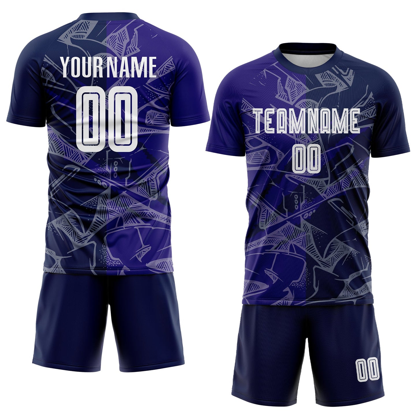 Custom Graffiti Pattern Dark Purple-Navy Scratch Sublimation Soccer Uniform Jersey - Sky-Custom