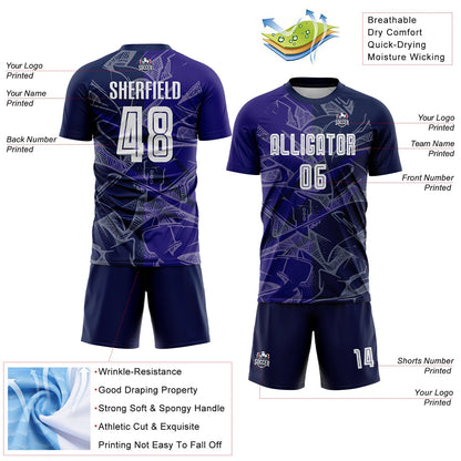 Custom Graffiti Pattern Dark Purple-Navy Scratch Sublimation Soccer Uniform Jersey - Sky-Custom
