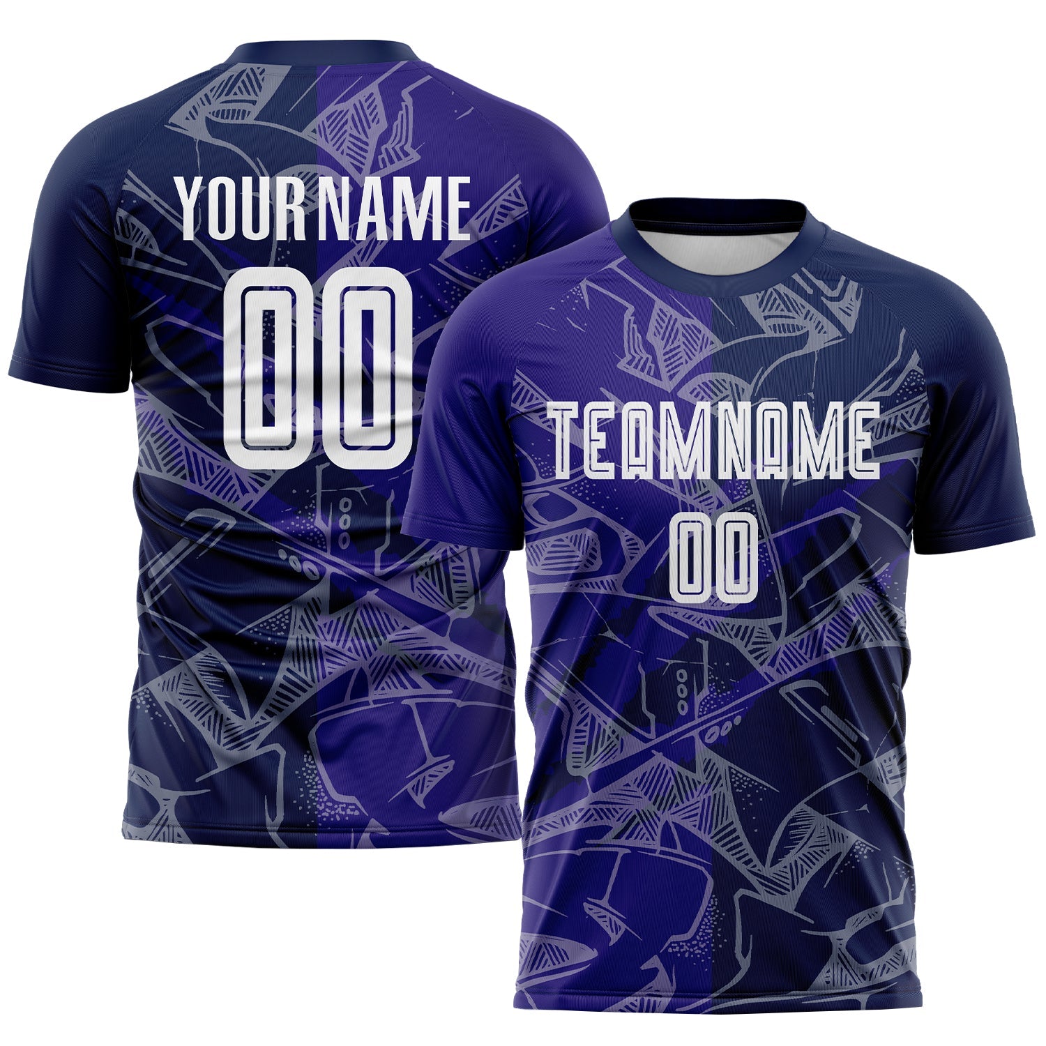 Custom Graffiti Pattern Dark Purple-Navy Scratch Sublimation Soccer Uniform Jersey - Sky-Custom