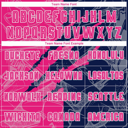 Custom Graffiti Pattern Hot Pink-Navy Scratch Sublimation Soccer Uniform Jersey - Sky-Custom