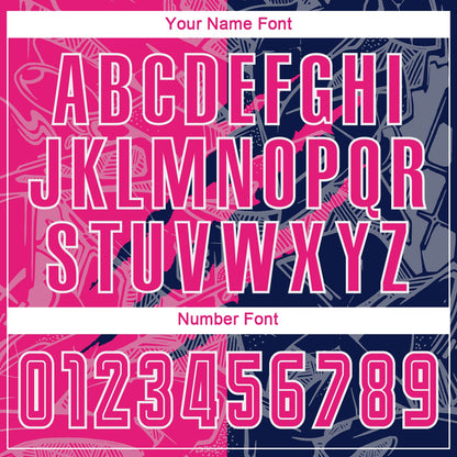 Custom Graffiti Pattern Hot Pink-Navy Scratch Sublimation Soccer Uniform Jersey - Sky-Custom