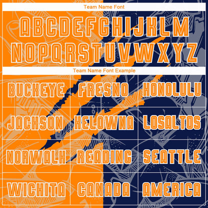 Custom Graffiti Pattern Bay Orange-Navy Scratch Sublimation Soccer Uniform Jersey - Sky-Custom