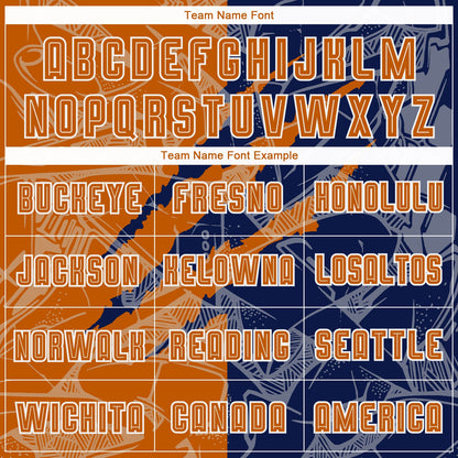 Custom Graffiti Pattern Texas Orange-Navy Scratch Sublimation Soccer Uniform Jersey - Sky-Custom
