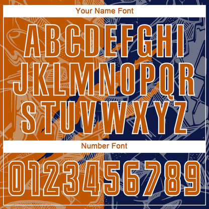 Custom Graffiti Pattern Texas Orange-Navy Scratch Sublimation Soccer Uniform Jersey - Sky-Custom