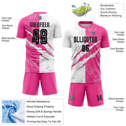 Custom Graffiti Pattern Black-Pink Scratch Sublimation Soccer Uniform Jersey - Sky-Custom