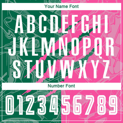 Custom Graffiti Pattern Kelly Green-Pink Scratch Sublimation Soccer Uniform Jersey - Sky-Custom