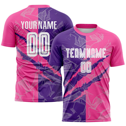 Custom Graffiti Pattern Purple-Pink Scratch Sublimation Soccer Uniform Jersey - Sky-Custom