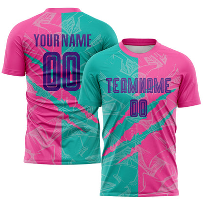 Custom Graffiti Pattern Purple Teal-Pink Scratch Sublimation Soccer Uniform Jersey - Sky-Custom
