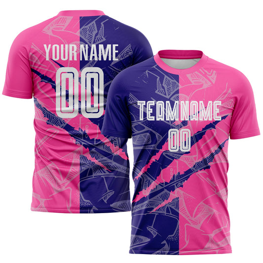 Custom Graffiti Pattern Dark Purple-Pink Scratch Sublimation Soccer Uniform Jersey - Sky-Custom