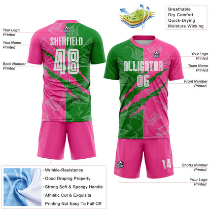 Custom Graffiti Pattern Grass Green-Pink Scratch Sublimation Soccer Uniform Jersey - Sky-Custom