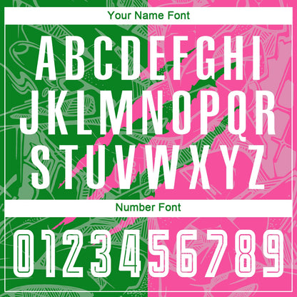Custom Graffiti Pattern Grass Green-Pink Scratch Sublimation Soccer Uniform Jersey - Sky-Custom