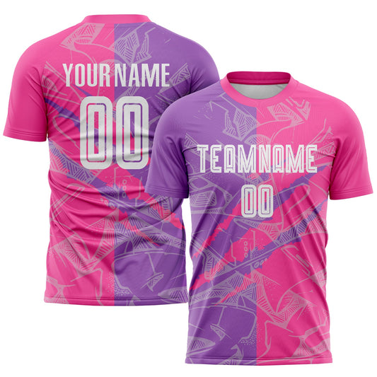 Custom Graffiti Pattern Medium Purple-Pink Scratch Sublimation Soccer Uniform Jersey - Sky-Custom