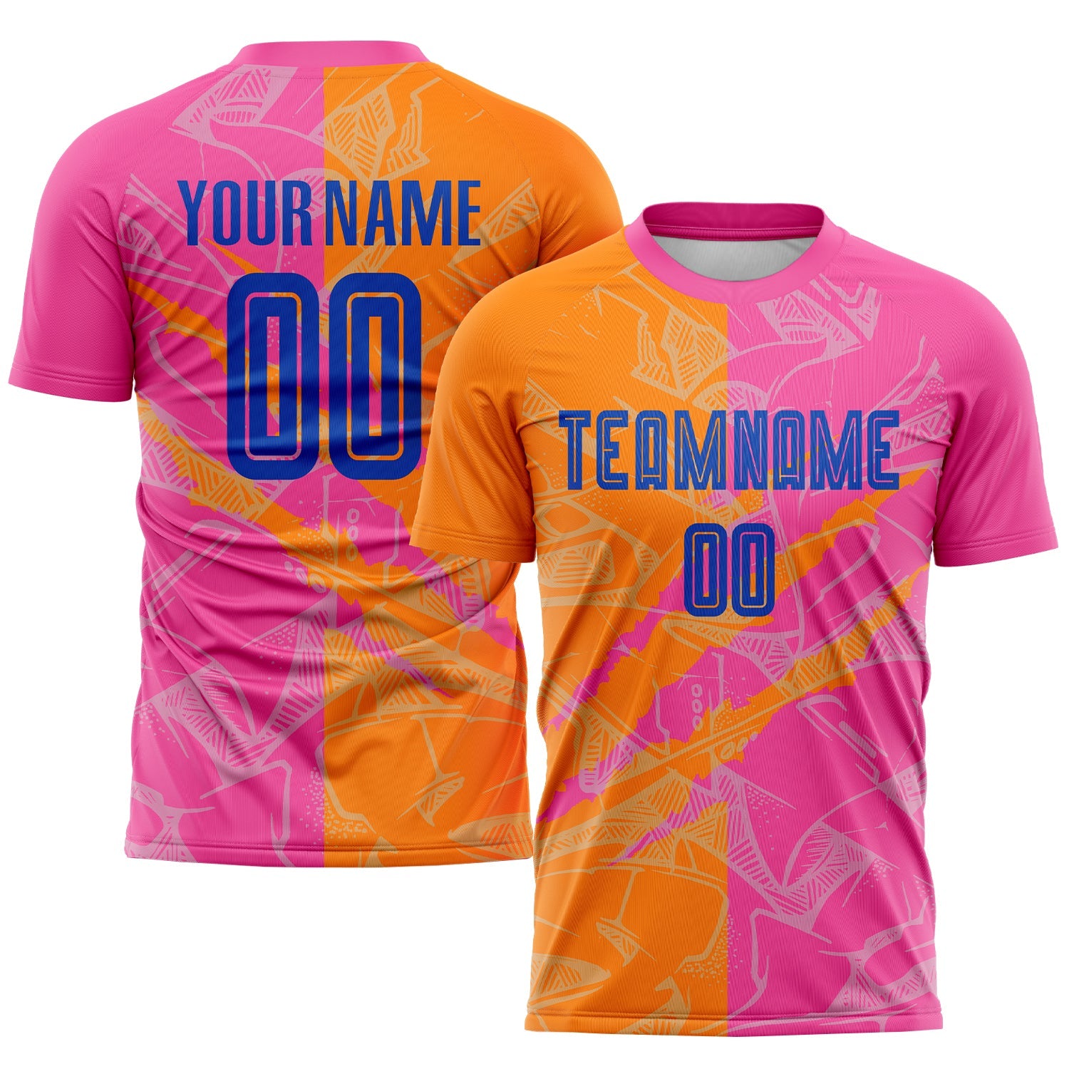 Custom Graffiti Pattern Royal Bay Orange-Pink Scratch Sublimation Soccer Uniform Jersey - Sky-Custom