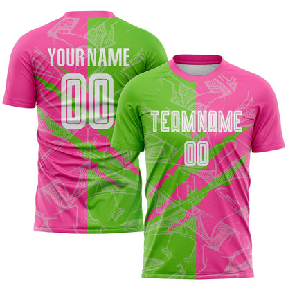 Custom Graffiti Pattern Aurora Green-Pink Scratch Sublimation Soccer Uniform Jersey - Sky-Custom