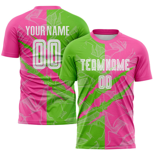 Custom Graffiti Pattern Aurora Green-Pink Scratch Sublimation Soccer Uniform Jersey - Sky-Custom