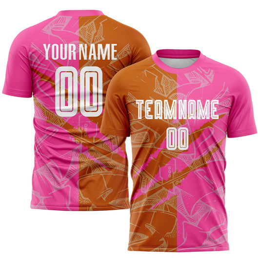 Custom Graffiti Pattern Texas Orange-Pink Scratch Sublimation Soccer Uniform Jersey - Sky-Custom