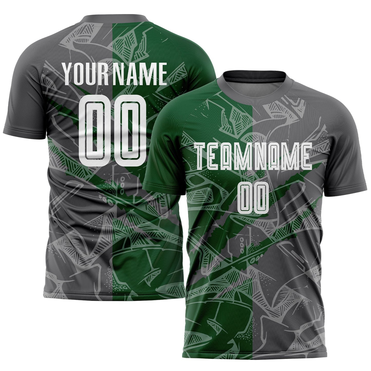 Custom Graffiti Pattern Steel Gray-Green Scratch Sublimation Soccer Uniform Jersey - Sky-Custom
