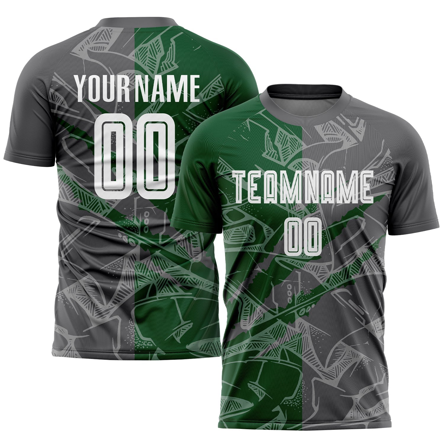 Custom Graffiti Pattern Steel Gray-Green Scratch Sublimation Soccer Uniform Jersey - Sky-Custom