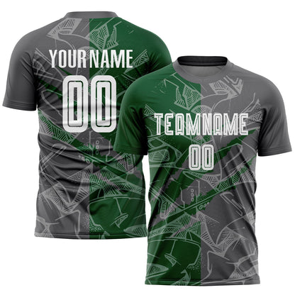 Custom Graffiti Pattern Steel Gray-Green Scratch Sublimation Soccer Uniform Jersey - Sky-Custom