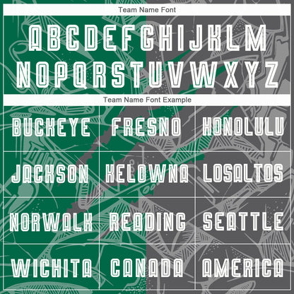 Custom Graffiti Pattern Kelly Green-Steel Gray Scratch Sublimation Soccer Uniform Jersey - Sky-Custom
