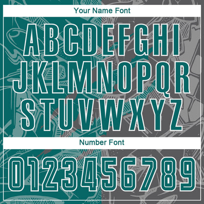 Custom Graffiti Pattern Teal-Steel Gray Scratch Sublimation Soccer Uniform Jersey - Sky-Custom