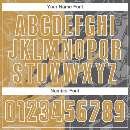 Custom Graffiti Pattern Old Gold-Steel Gray Scratch Sublimation Soccer Uniform Jersey - Sky-Custom