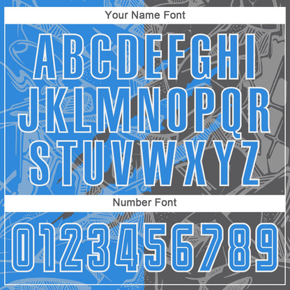 Custom Graffiti Pattern Powder Blue-Steel Gray Scratch Sublimation Soccer Uniform Jersey - Sky-Custom